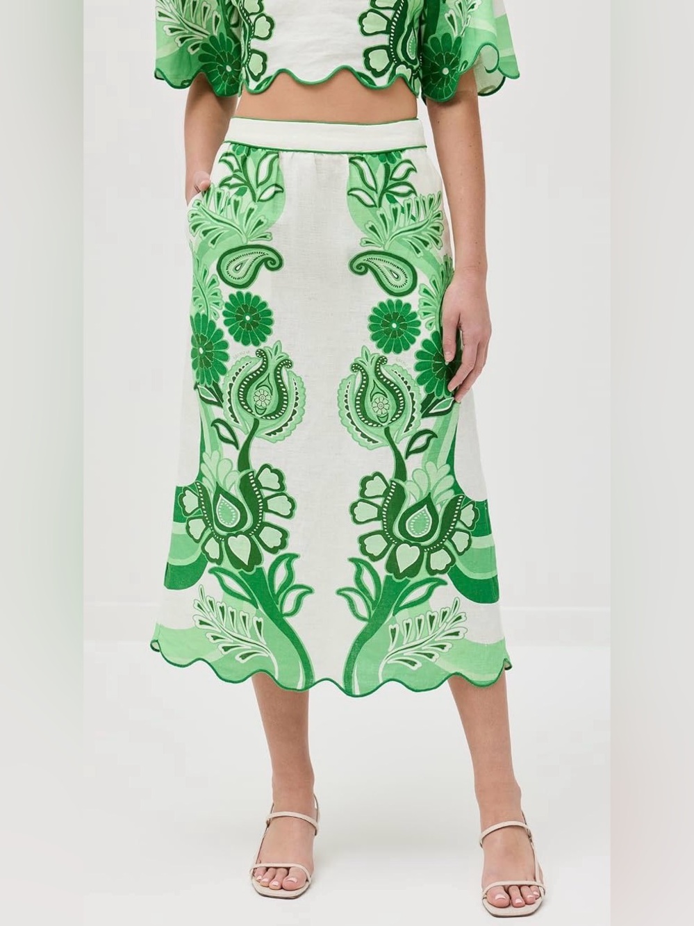 Color Festival Green Midi Skirt